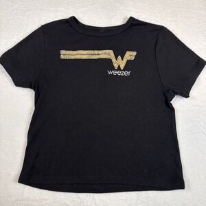 Weezer Women's Concert T-shirt Black Crop Top Medium